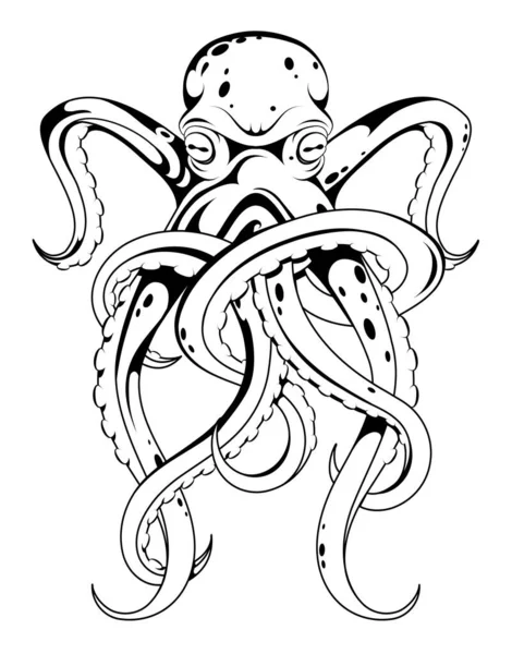 Octopus tattoo stijl tekening — Stockvector