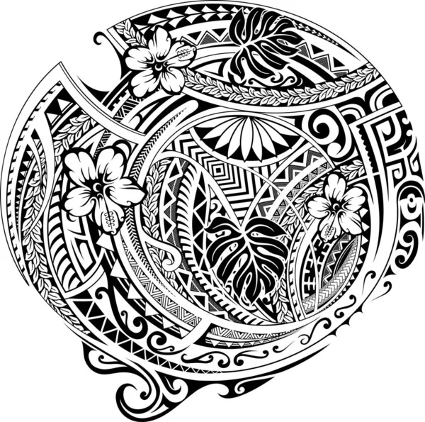 Polinezyjskie ornament z elementów etnicznych — Wektor stockowy