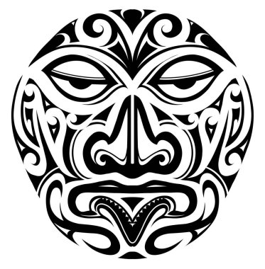 Polinezya tarzı maske dövmesi