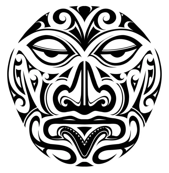Polynesian style mask tattoo — Stock Vector