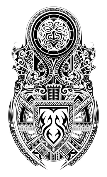 Tribal art schouder en mouw tattoo ontwerp — Stockvector