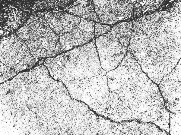 Distress old cracked concrete vector texture. Black and white grunge background. Stone, asphalt, plaster, marble. — 스톡 벡터