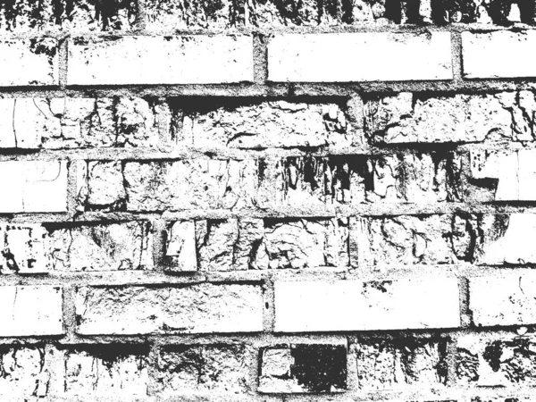 Nood oude bakstenen muur textuur. Zwart-wit grunge achtergrond. Vector illustratie. — Stockvector