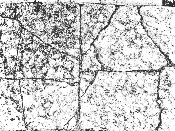 Distress old cracked concrete vector texture. Black and white grunge background. Stone, asphalt, plaster, marble. — Stock Vector