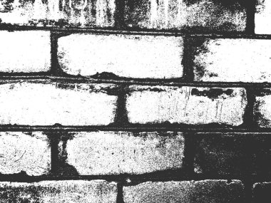 Sıkıntı eski tuğla duvar dokusu. Siyah ve beyaz grunge arka plan. Vektör çizimi.