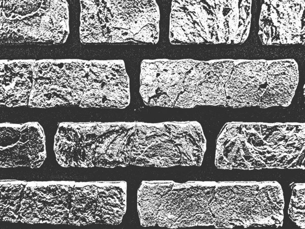 Distress old brick wall texture. Black and white grunge background. Vector illustration. — Stock Vector