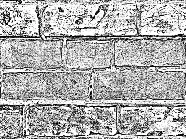 Distress old brick wall texture. Black and white grunge background. Vector illustration. — Stock Vector