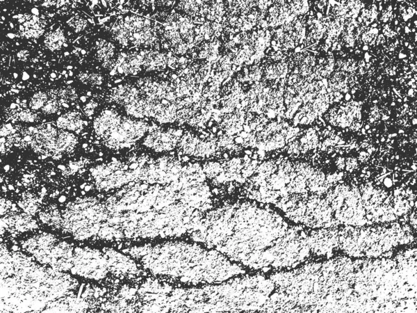 Not alten rissigen Beton Vektor Textur. Schwarz-weißer Grunge-Hintergrund. Stein, Asphalt, Gips, Marmor. — Stockvektor