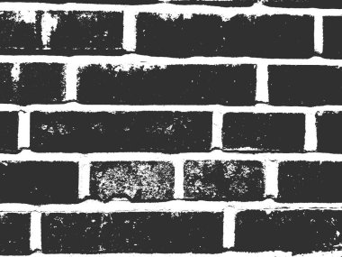 Sıkıntı eski tuğla duvar dokusu. Siyah ve beyaz grunge arka plan. Vektör çizimi.