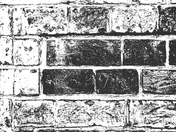 Distress old brick wall texture. Black and white grunge background. Vector illustration. — Stock Vector