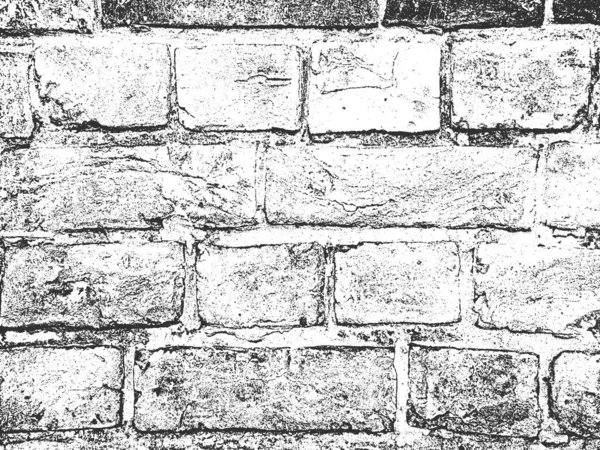 Distress old brick wall texture. Black and white grunge background. Vector illustration. — Stock Vector