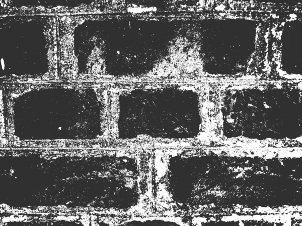 Distress old brick wall texture. Black and white grunge background. Vector illustration. — Stock Vector