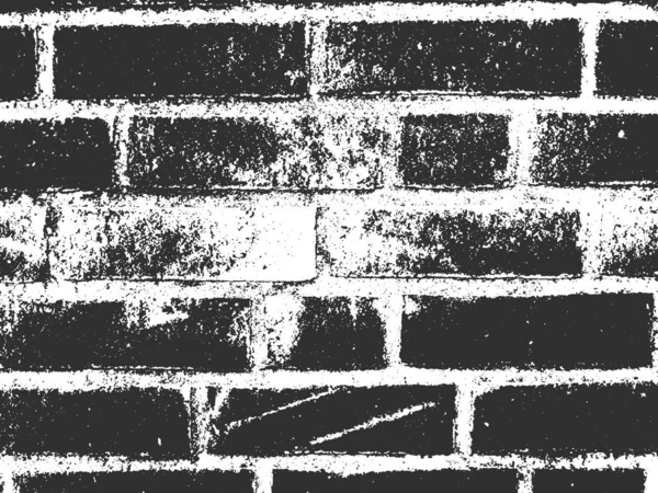 Distress old brick wall texture. Black and white grunge background. Vector illustration. — Stock Vector