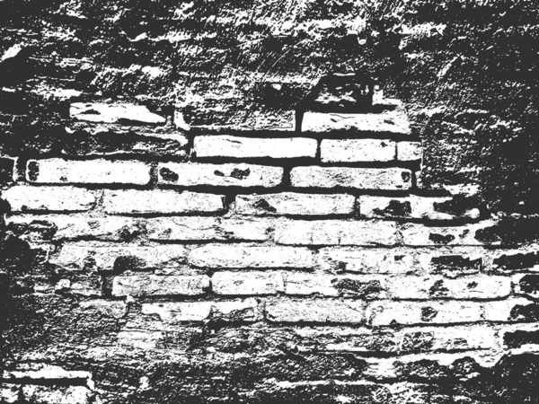 苦痛古いレンガの壁の質感。黒と白のグランジの背景。ベクトルイラスト. — ストックベクタ