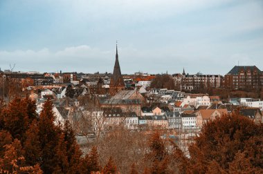 Almanya 'daki Eski Şehrin Hava Görüntüsü.