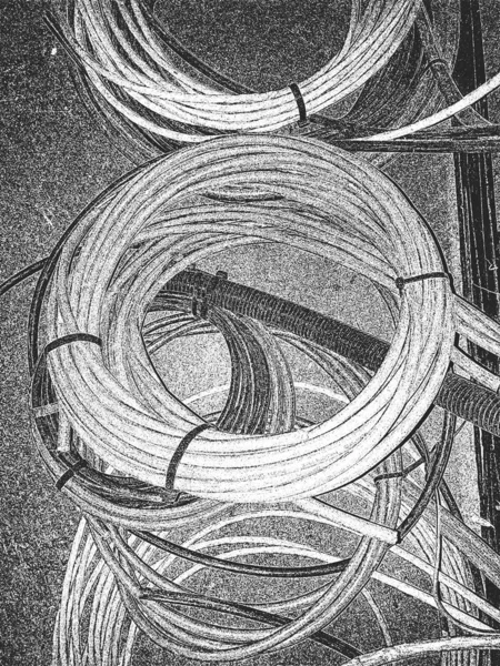 Distress Vector Texture Hank von Kabel. Schwarz-weißer Grunge-Hintergrund. — Stockvektor