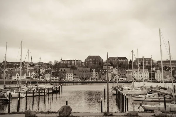 Flenburg Duitsland Januari 2020 Jachten Boten Pier — Stockfoto