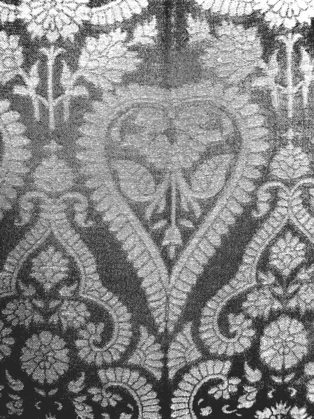 Сжатие Гранж Векторной Текстуры Ткани Цветочным Орнаментом Линиями Черно Белый — стоковый вектор