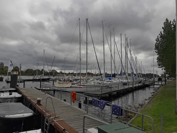 Kappeln Alemania Editorial 2019 Schleswig Holstein Embankment Con Yates Alemania — Foto de Stock