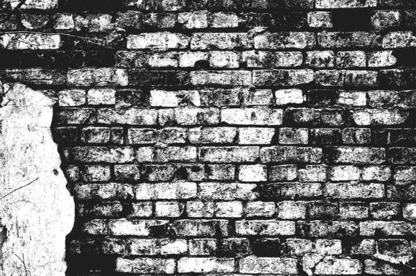Eski Tuğla Duvar Dokusunu Bozuyor Siyah Beyaz Grunge Arka Planı — Stok Vektör