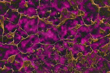 Soyut çatlak menekşe pembe mermer tasarımı altın folyoyla kaplanmış zengin bir petrol süet desenli arka planda