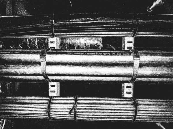Paslanmış Paslanmış Metal Boruyla Çizilmiş Vektör Dokusu Eps8 Illüstrasyonu Siyah — Stok Vektör