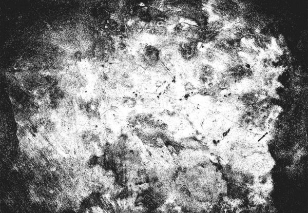 Старая потрескавшаяся бетонная векторная текстура. EPS8 иллюстрация. Черно-белый гранж фон. Камень, асфальт, гипс, мрамор.