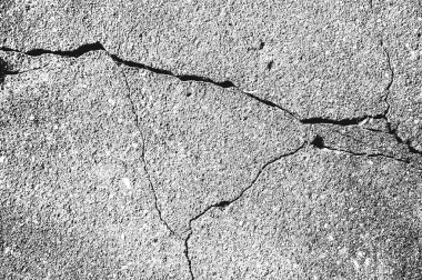 Çatlamış beton vektör dokusu sıkıntısı. EPS8 illüstrasyonu. Siyah ve beyaz grunge arka planı. Taş, asfalt, alçı, mermer.