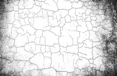 Çatlamış beton vektör dokusu sıkıntısı. EPS8 illüstrasyonu. Siyah ve beyaz grunge arka planı. Taş, asfalt, alçı, mermer.