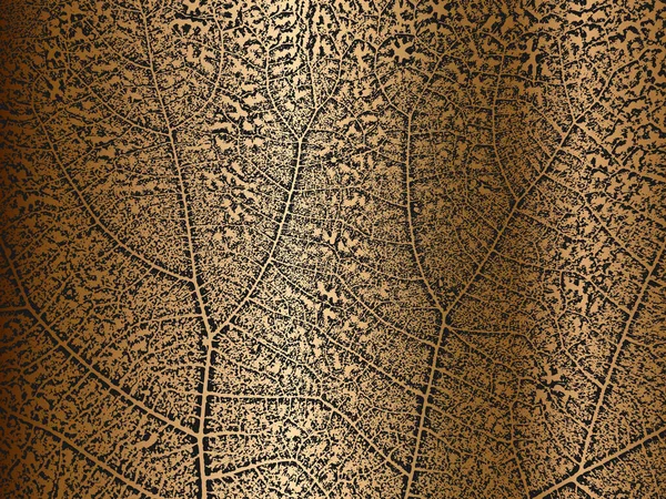 Distress Baum Blätter Blatt Textur Auf Goldenem Hintergrund Schwarz Weißer — Stockvektor