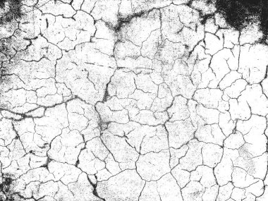 Çatlamış beton, alçı ve çimentodan oluşan sıkıntılı bir kaplama dokusu. Grunge 'un arka planı. soyut yarım ton vektör çizimi
