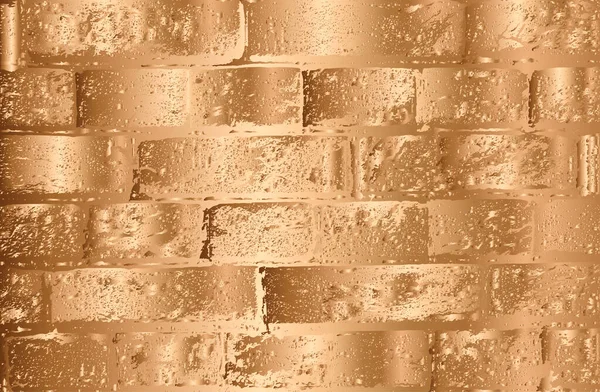 古い黄金のレンガの壁 グランジの背景の悲惨なオーバーレイテクスチャ 抽象ベクトル図 — ストックベクタ