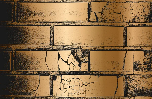 Struttura Sovrapposizione Afflitta Vecchio Muro Mattoni Dorati Sfondo Grunge Illustrazione — Vettoriale Stock