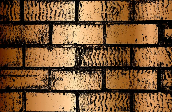 Distressed Overlay Texture Old Golden Brick Wall Grunge Background Abstract Stock Illustration
