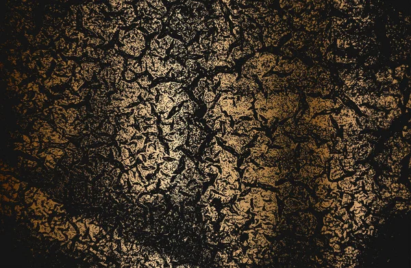 Сжатая Золотая Накладка Текстуры Треснувшего Бетона Камня Асфальта Гранж Фон — стоковый вектор