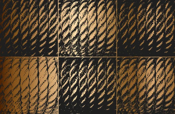 Несчастье Золотой Гранж Векторной Текстуры Плетеной Веревки Черно Белый Фон — стоковый вектор
