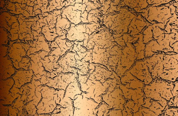 黄金の割れコンクリート 石やアスファルトの歪んだオーバーレイテクスチャ グランジの背景 抽象的なハーフトーンベクトル図 — ストックベクタ