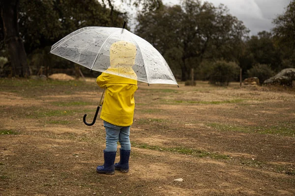 small girl with yellow raincoat