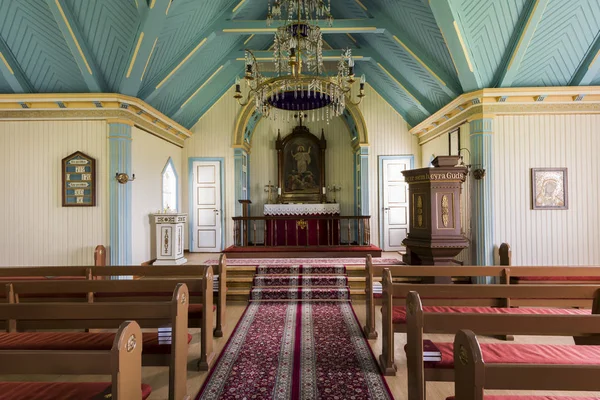 İç kilise Hvolsvollur yakınındaki banklar ile — Stok fotoğraf