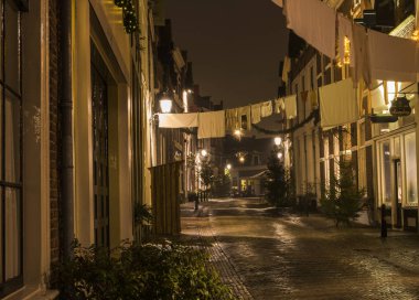 Deventer ışıkları ile Xmas sokak