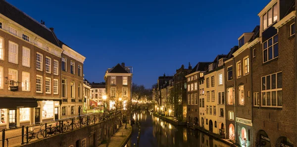 Noche de Utrecht Oudegracht — Foto de Stock