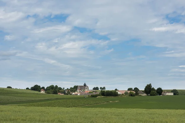 Beaunay wijngaarden en kerk — Stockfoto