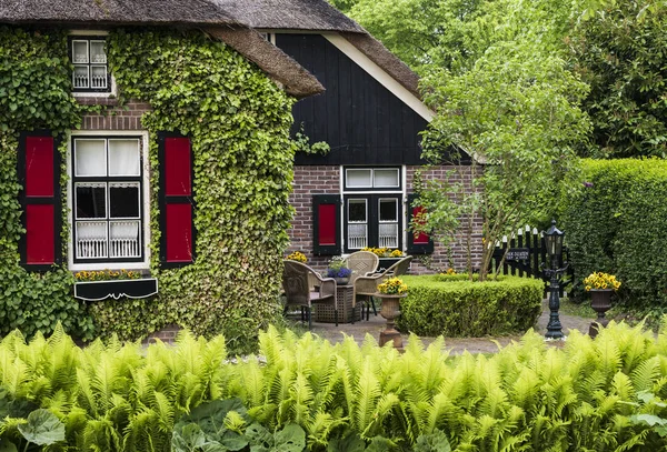 Dom z tarasem Giethoorn Overijssel — Zdjęcie stockowe