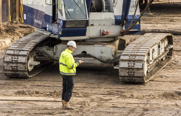 Construction Site Worker Calling Driebergen Station — Stock Photo, Image
