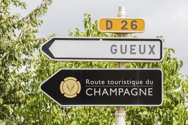 Hinweisschild Champagnerroute — Stockfoto