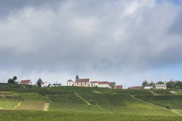 Mutigny och kyrkan i vingårdarna Champagne — Stockfoto
