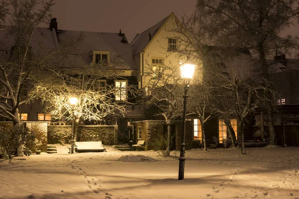 Winter Mazijk Houses Wijk bij Duurstede — Stockfoto