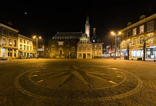 Haarlem městská radnice v noci — Stock fotografie