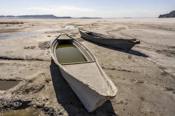 Urmia Salt Lake Iran Barche — Foto Stock
