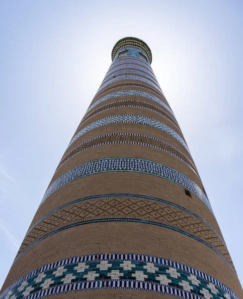 Islom Hoja Minaret Centru Starého Města Khiva Uzbekistánu — Stock fotografie